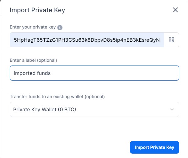 how to import a private key
